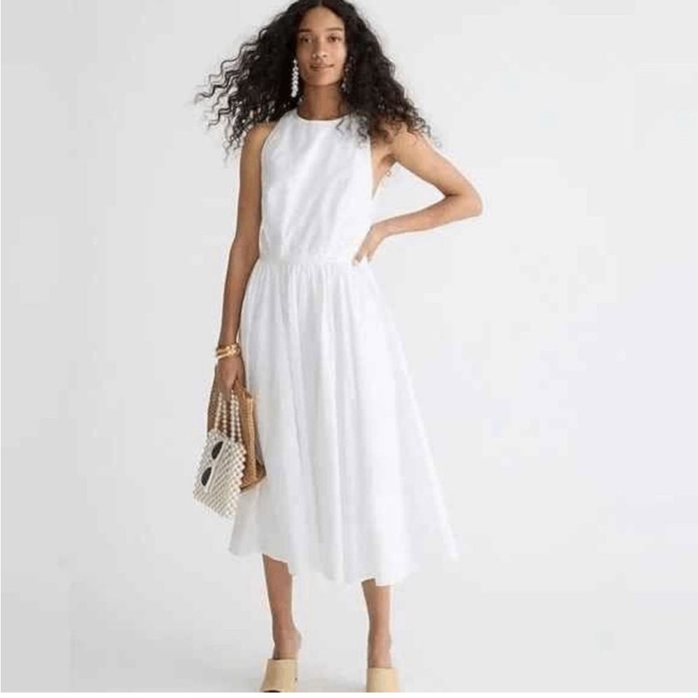 J Crew white cotton poplin dress size 4. NWT.